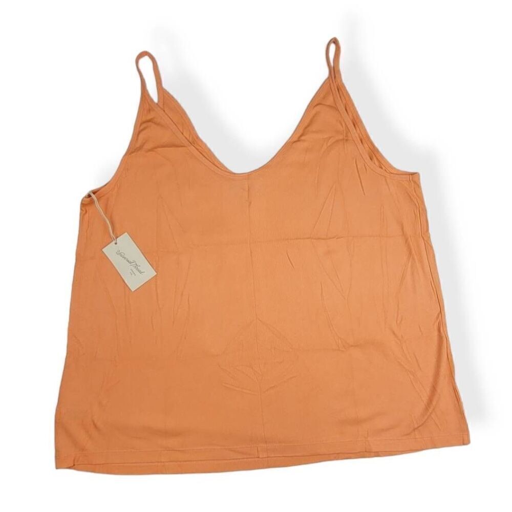 Universal Thread Orange Ribbed V Neck Tank Top 3X